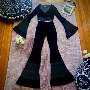 KillStar Black Velvet Play Suit 🖤 2 piece 🖤 Small Top and Bottoms